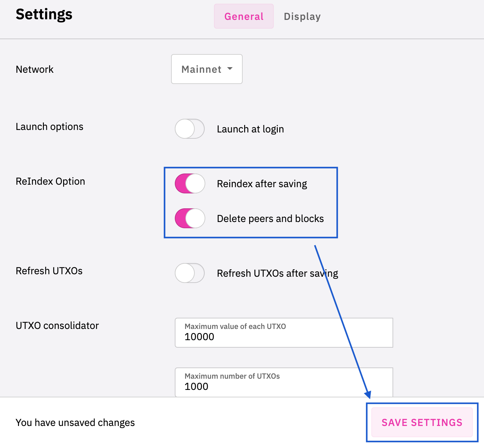 Reindex   saving + delete peers and blocks