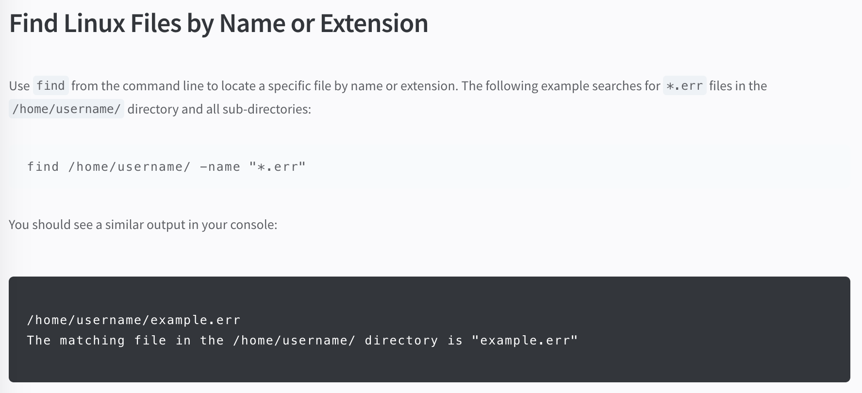 Find Linux file by extension