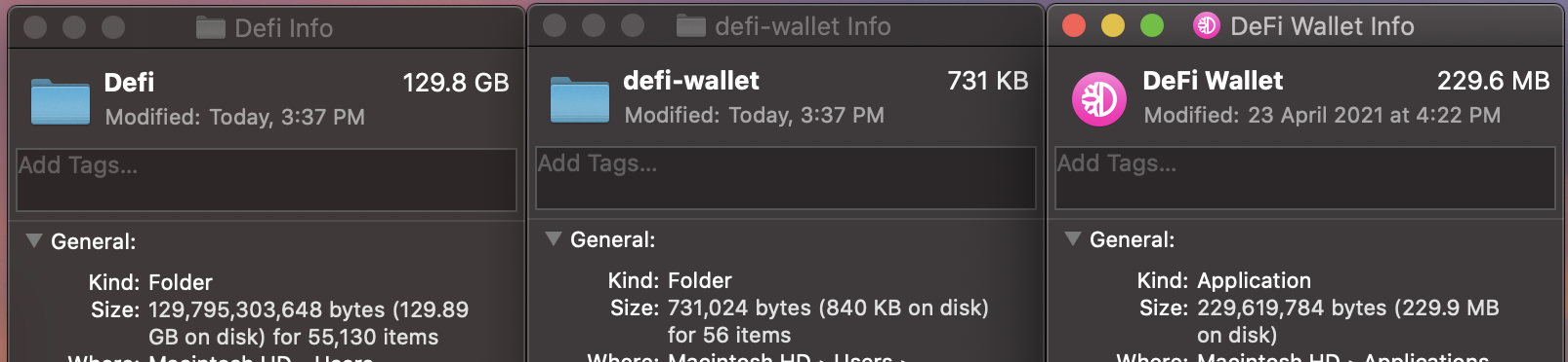 Mac DeFi Wallet size