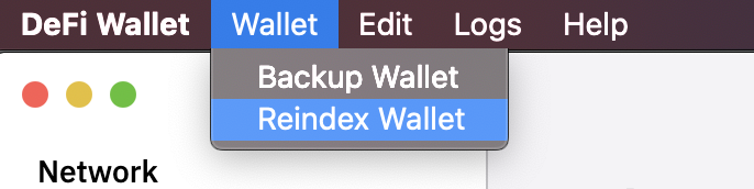 Menu bar   Reindex Wallet