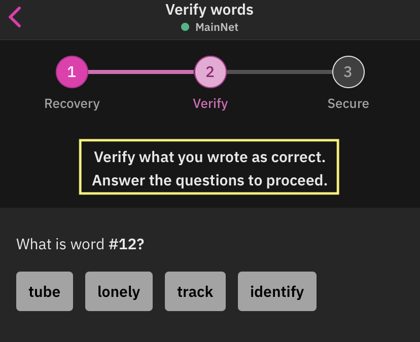 `Create Wallet` - Verify words - Translation · Issue #1122 ...