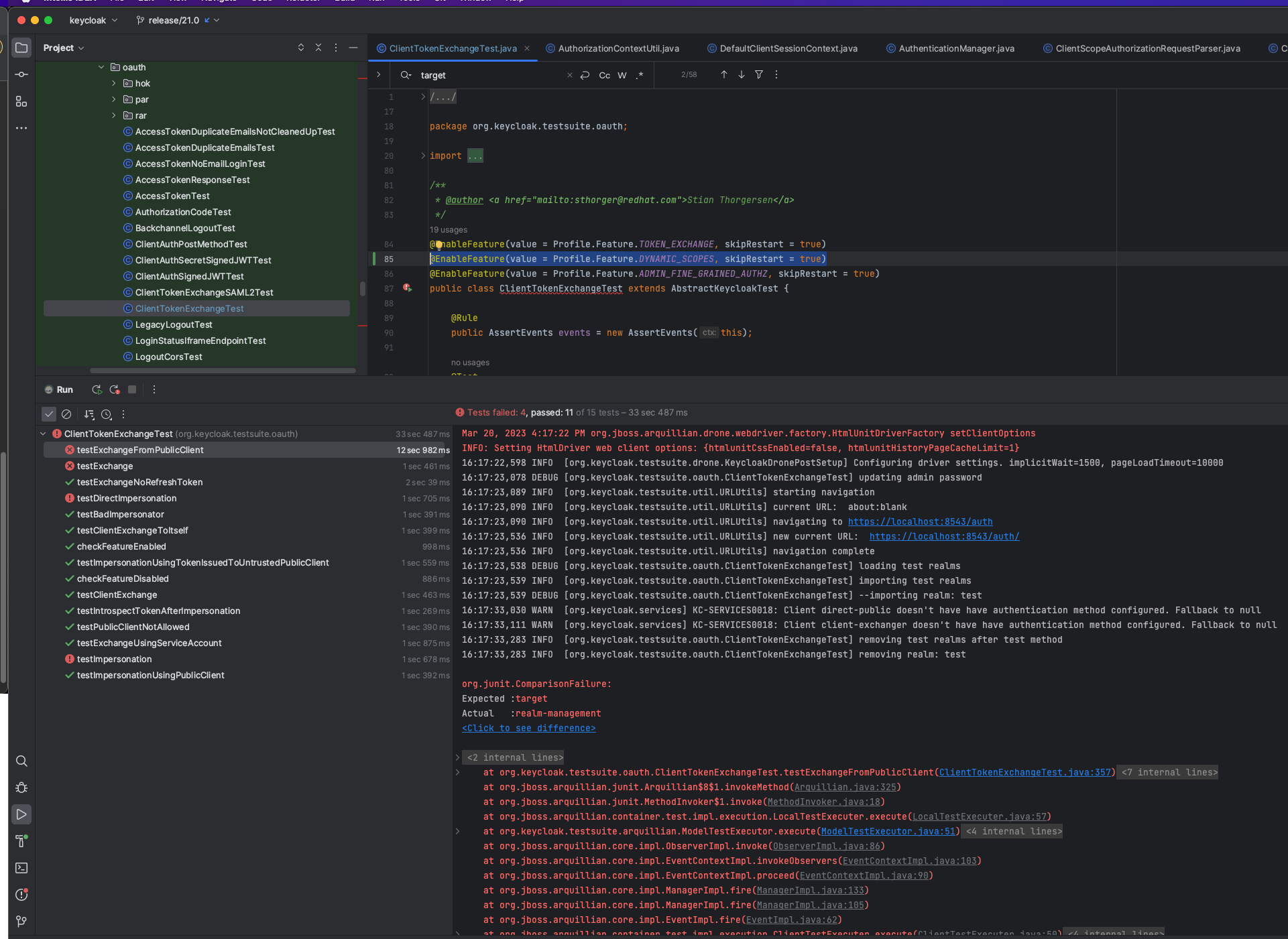 tokenexchange does apply clientScopes of the origin client · Issue