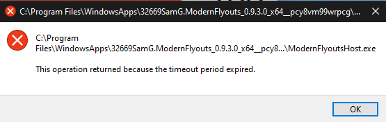 Bug: Timeout period expired error · Issue #658 · ModernFlyouts ...