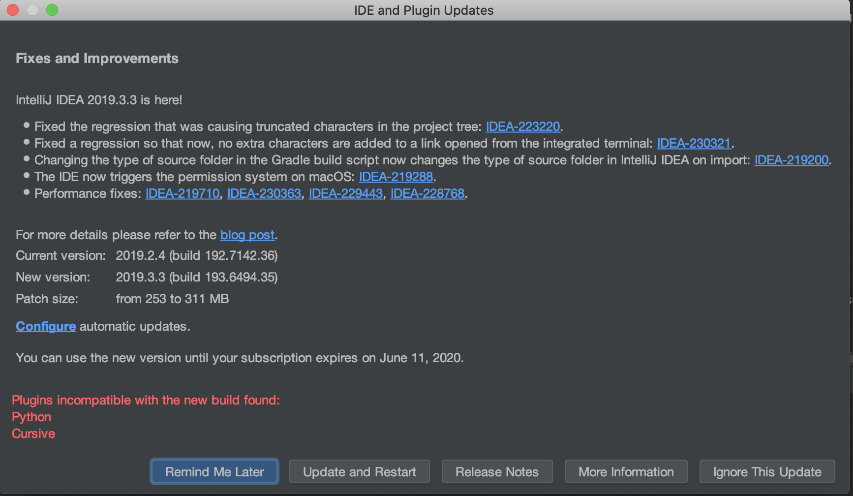 Cursive incompatible with IDEA 2019.3.3 · Issue #2312 · cursive-ide ...