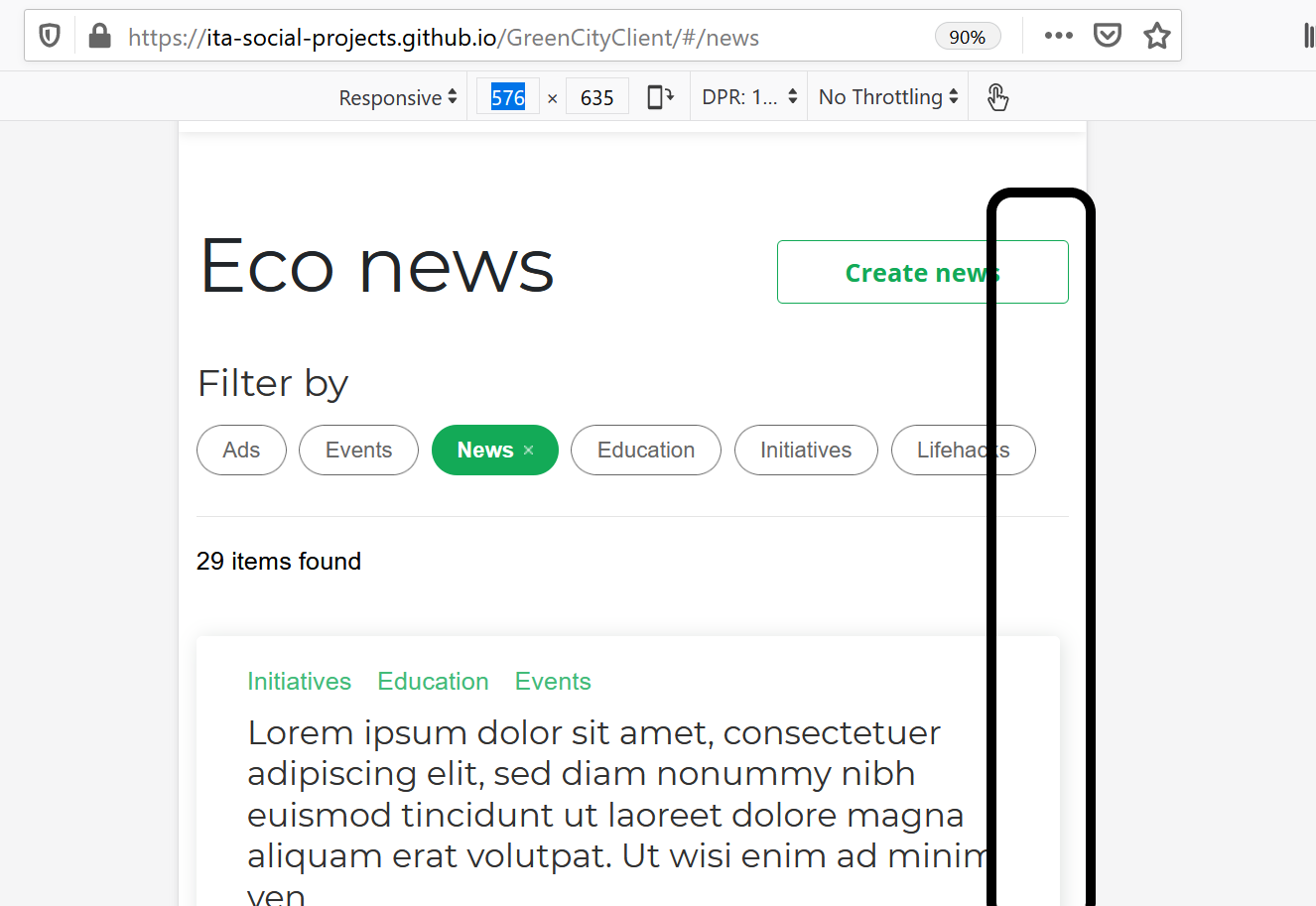 List view] Incorrect size and alignment of UI elements of news item on ...