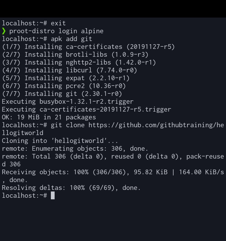 Alpine 3.13 seems to have brojen git · Issue #65 · termux/proot-distro ...
