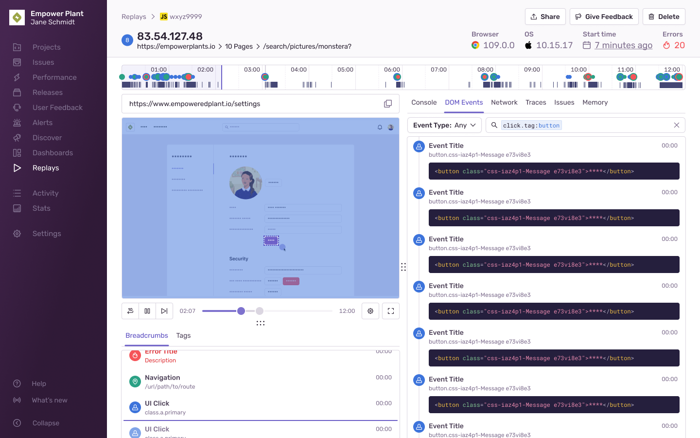 [Design] Highlight the DOM element on Replay Details after DOM element ...