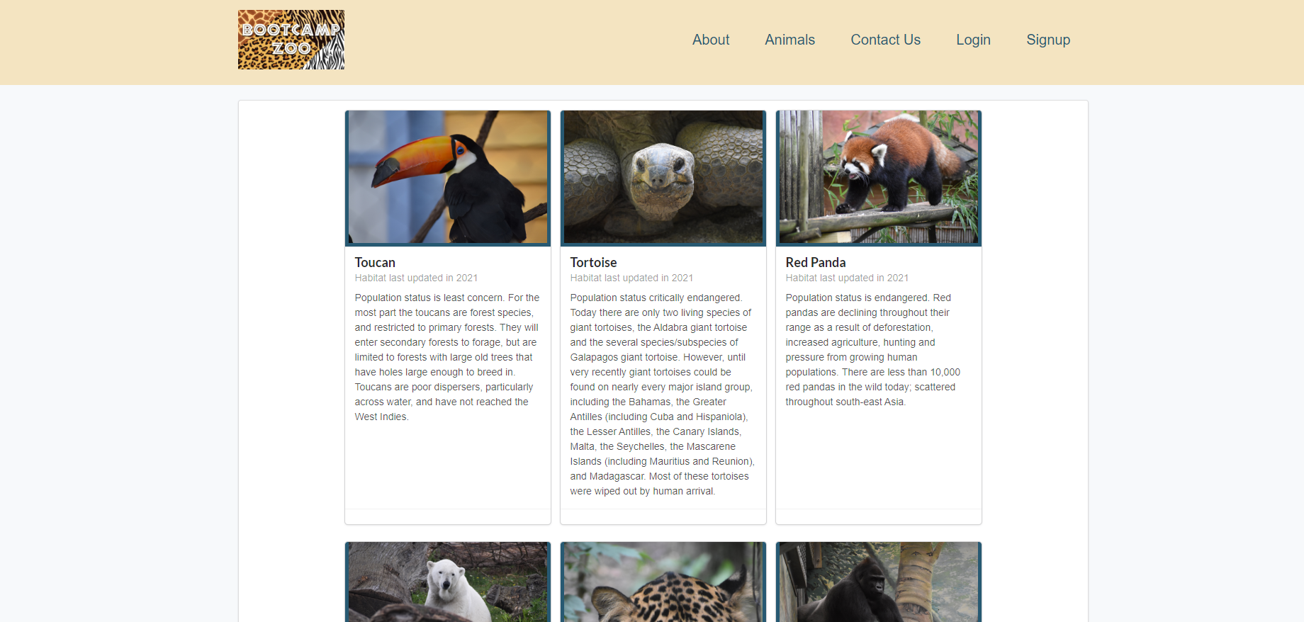 GitHub - cmrotruck/bootcamp-zoo: The bootcamp zoo is web application ...