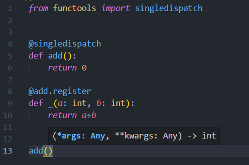 Function signature prompt is wrong when `singledispatch` or ...
