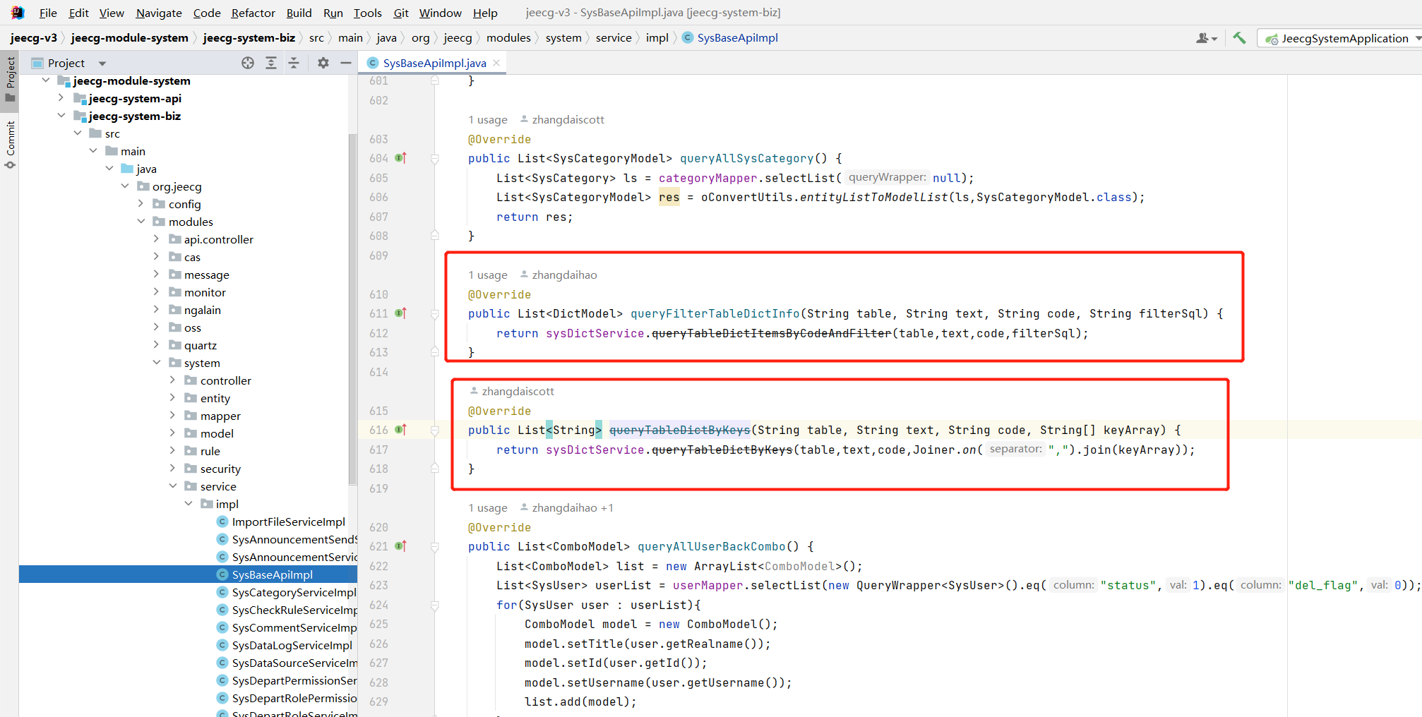 SysBaseApiImpl中使用了过时的方法 · Issue #4224 · jeecgboot/JeecgBoot · GitHub