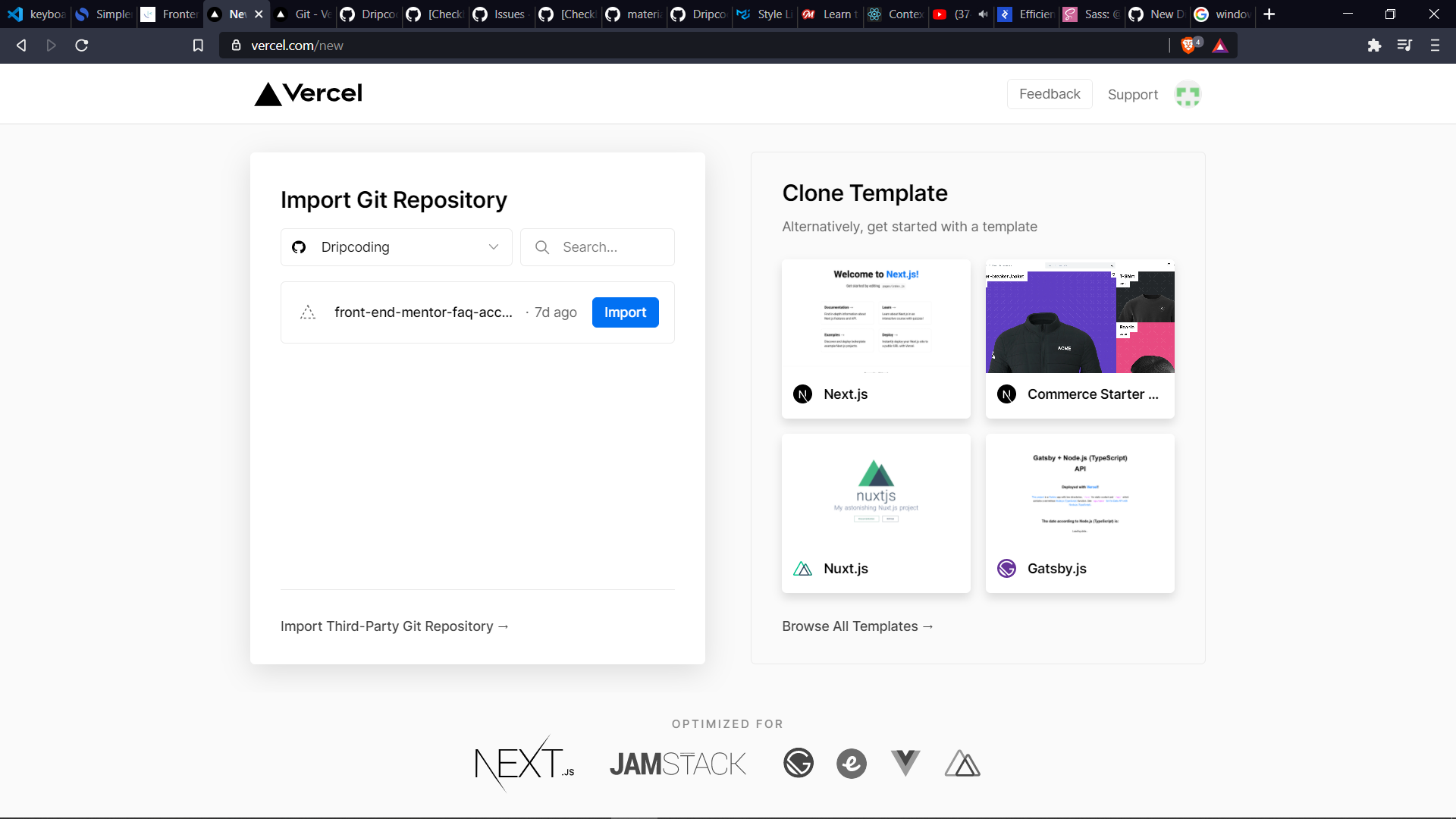 Can't import public repository · vercel vercel · Discussion #5918 · GitHub