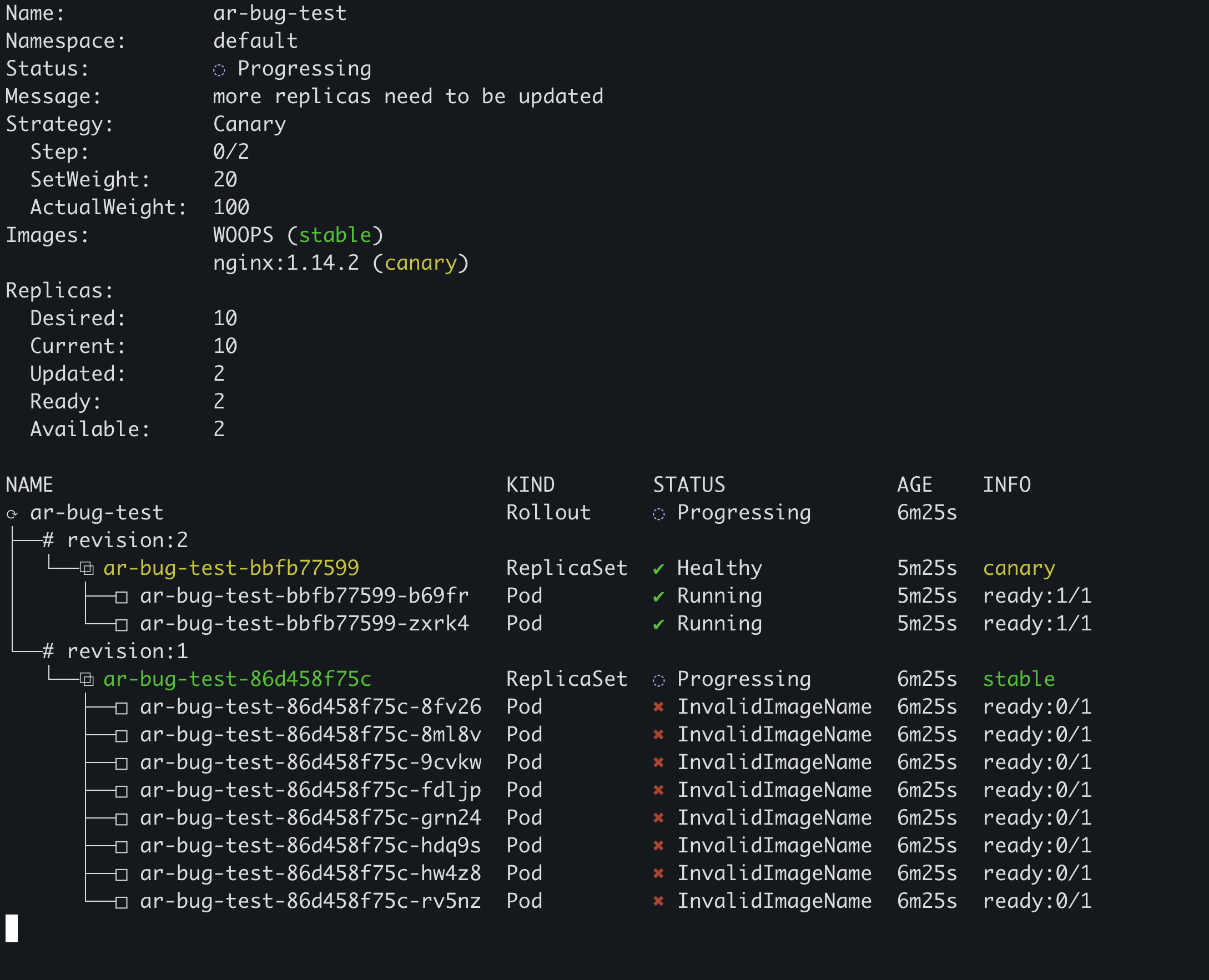 Canary rollout can get stuck if the stable version is bad · Issue #1774 ...