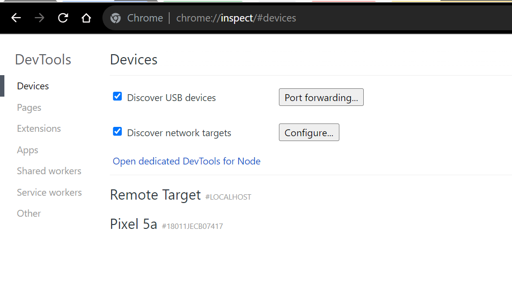Inspect link is not showing in chrome//inspect/devices · Issue 7255