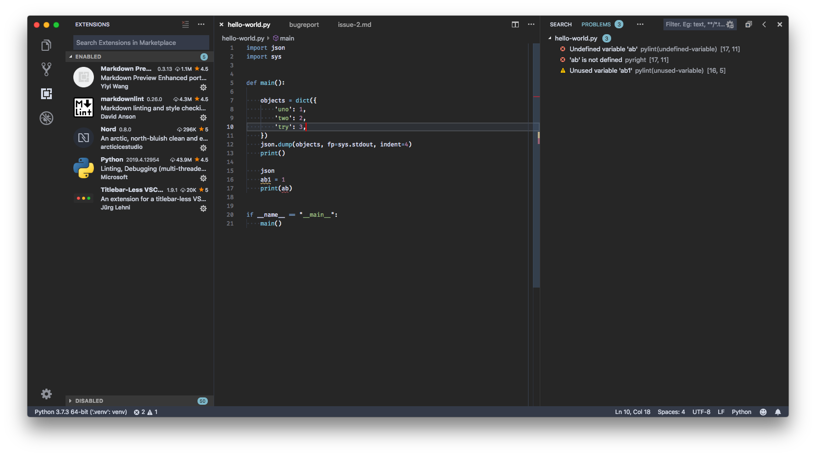 VSC Extension: impossible to disable extension (for workspace) after ...