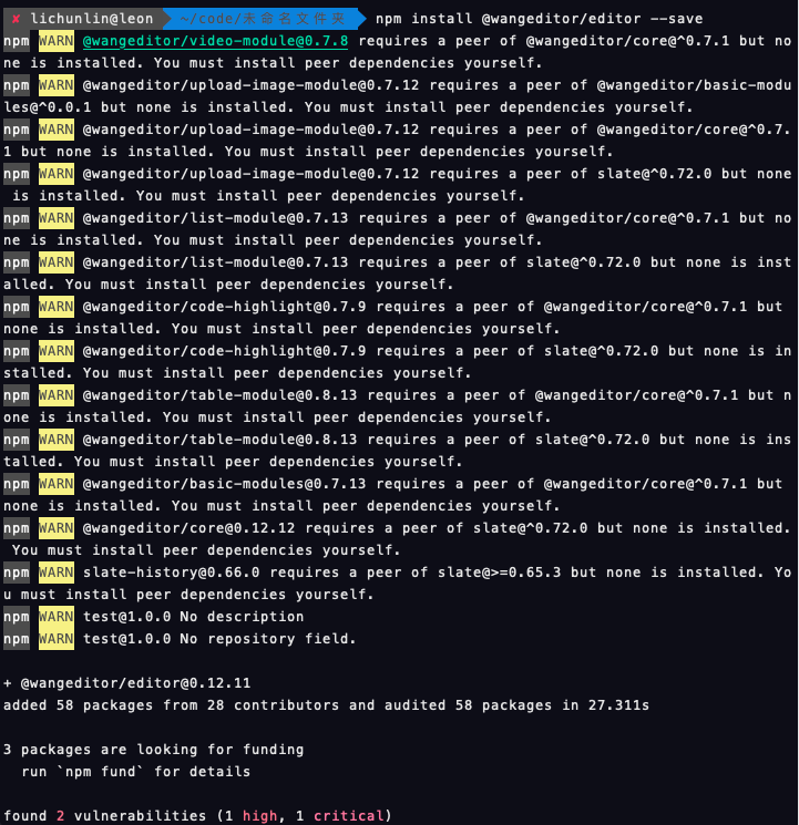 npm install fail · Issue #315 · wangeditor-team/wangEditor-v5 · GitHub