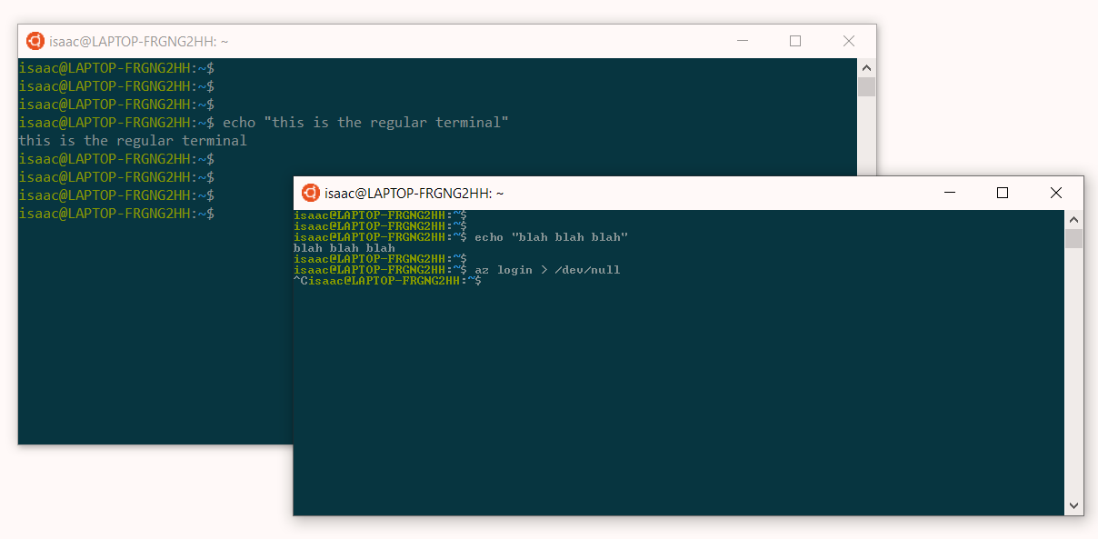 Piping az login stdout to /dev/null changes font in WSL Ubuntu · Issue