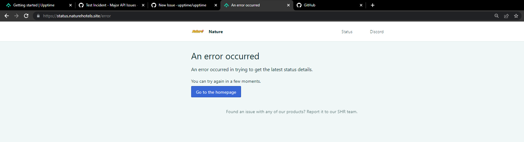 An error occurred in trying to get the latest status details. · Issue ...