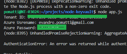 Error "missing_environment_variables" for user account authentication ...