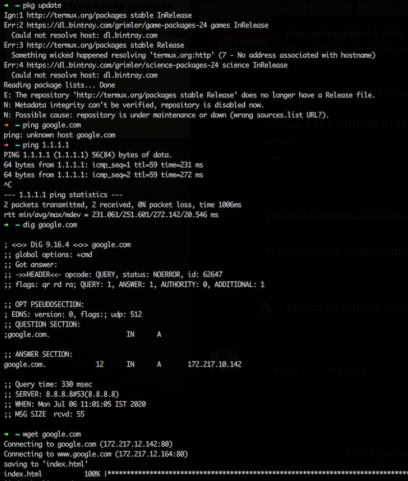 Unable to resolve termux.org · Issue #1631 · termux/termux-app · GitHub