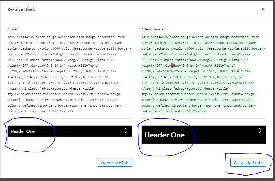 Cannot change the size of the text in the header under "Advanced