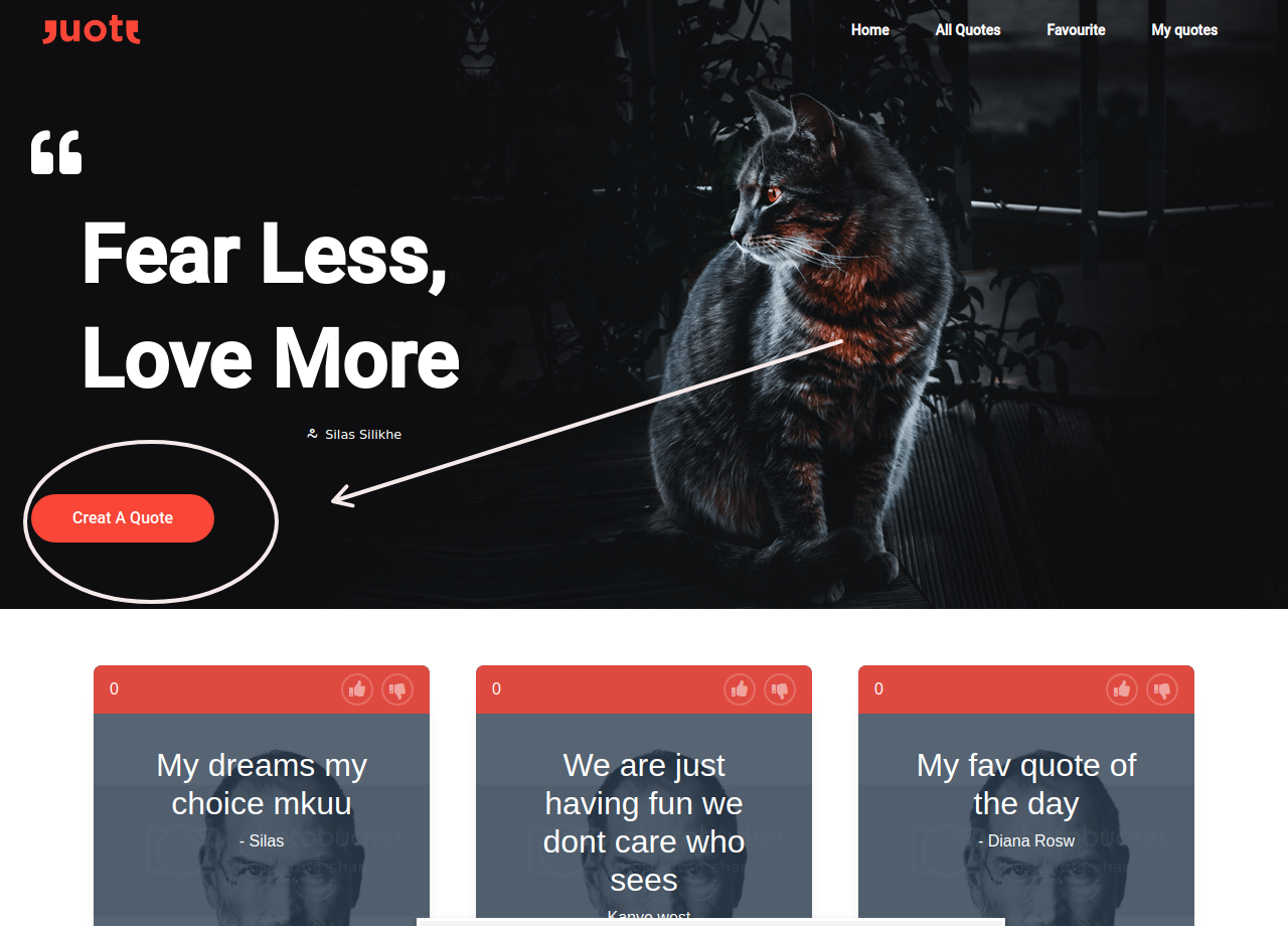 GitHub - Silikhe/quote-generator: Create a quote, Upvote a quote ...