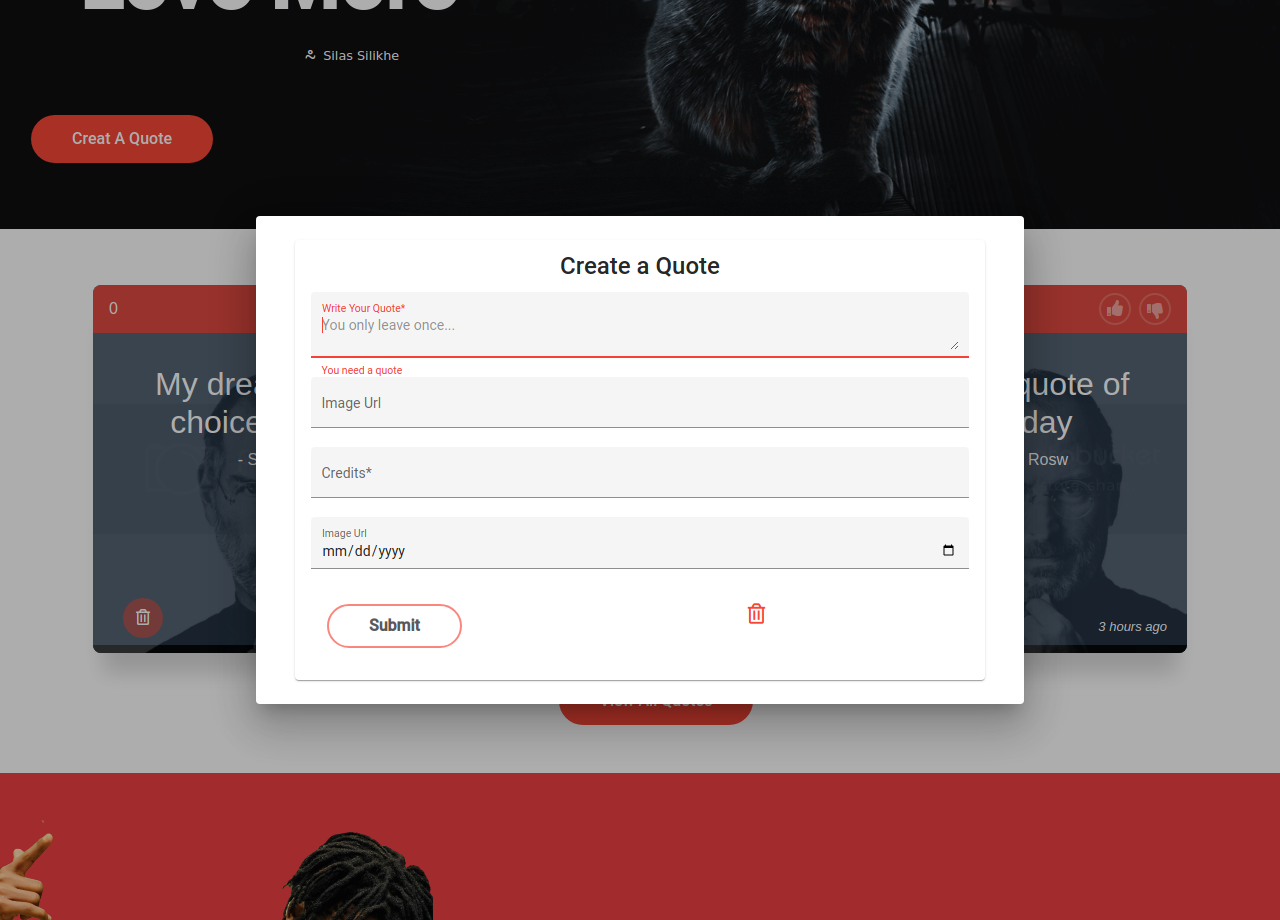 GitHub - Silikhe/quote-generator: Create a quote, Upvote a quote ...