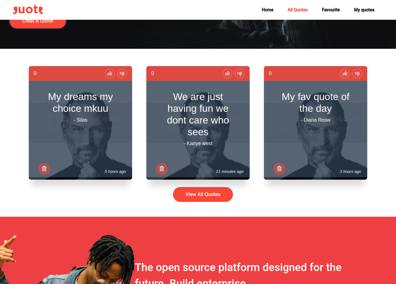 GitHub - Silikhe/quote-generator: Create a quote, Upvote a quote ...