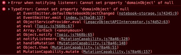[Notebook] : Error in event handler for "updateSection": "TypeError ...