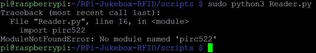 pirc522 "ModuleNotFound" · Issue #1001 · MiczFlor/RPi-Jukebox-RFID · GitHub