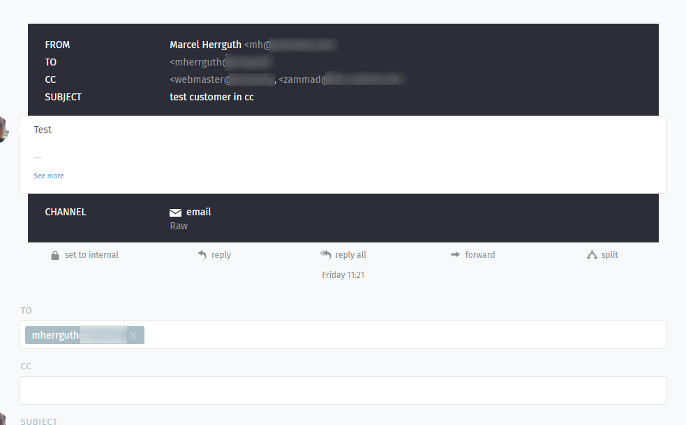Replying incorrect when sender is agent and Zammad is in CC or TO ...
