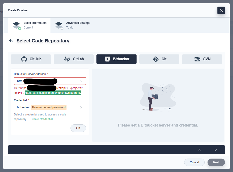 "x509 certificate signed by unknown authority" when add external