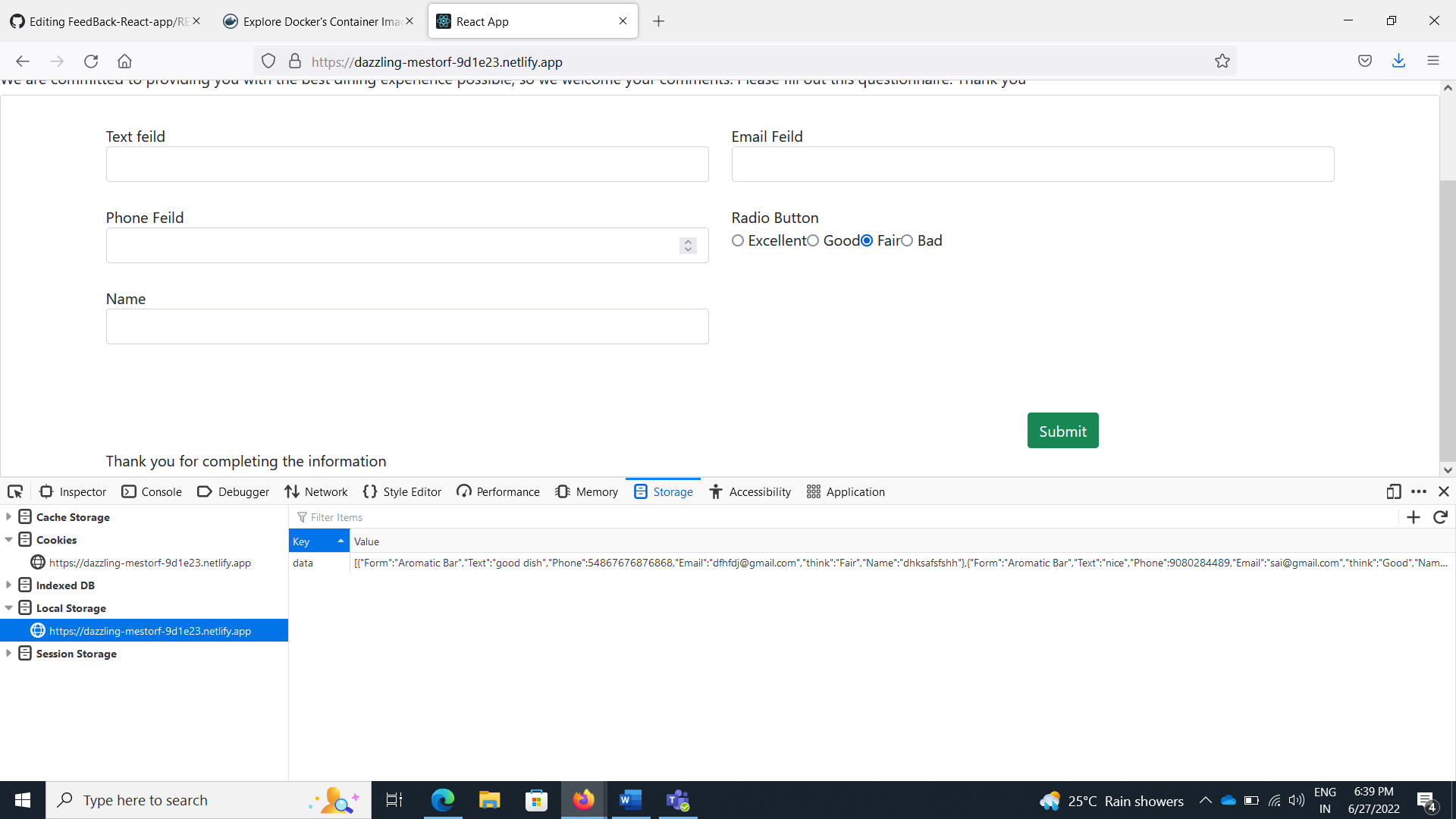 GitHub - krishnansai/FeedBack-React-app: To make a project for hotel ...