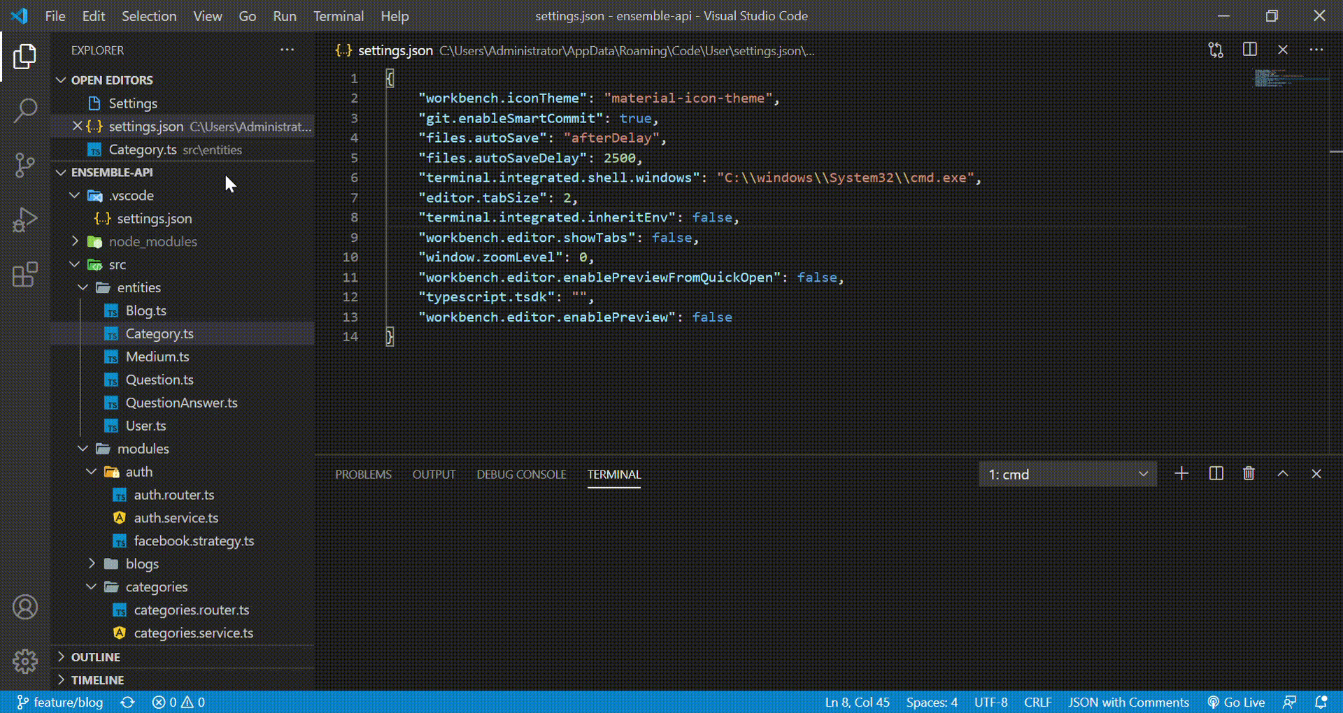 settings json - ensemble-api - Visual Studio Code 2020-09-13 11-36-05