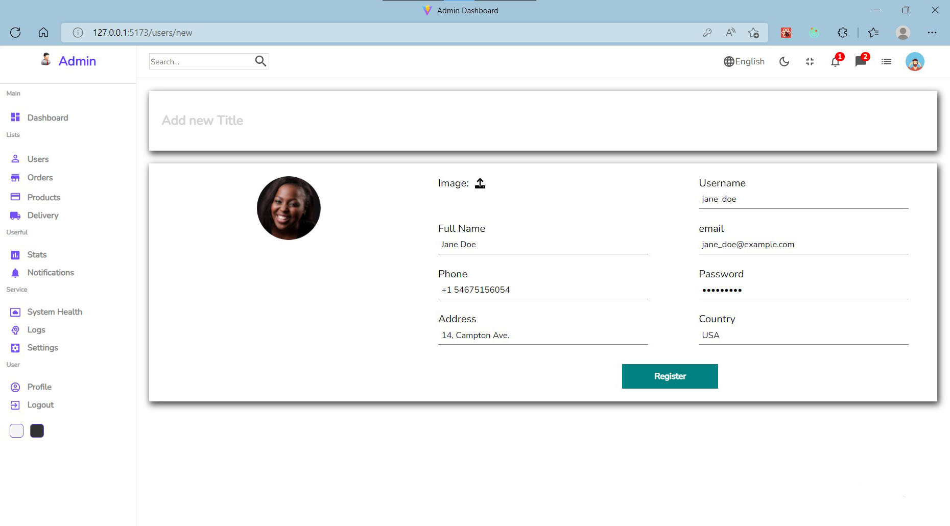 GitHub - viktorzee/admin-dashboard: Admin Dashboard built with React ...