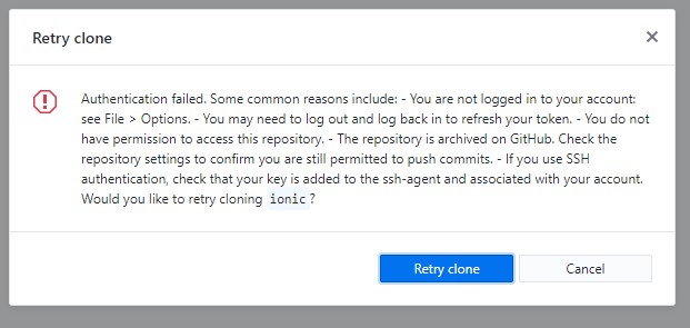 Authentication error in the latest version of Github Desktop: version-2 ...