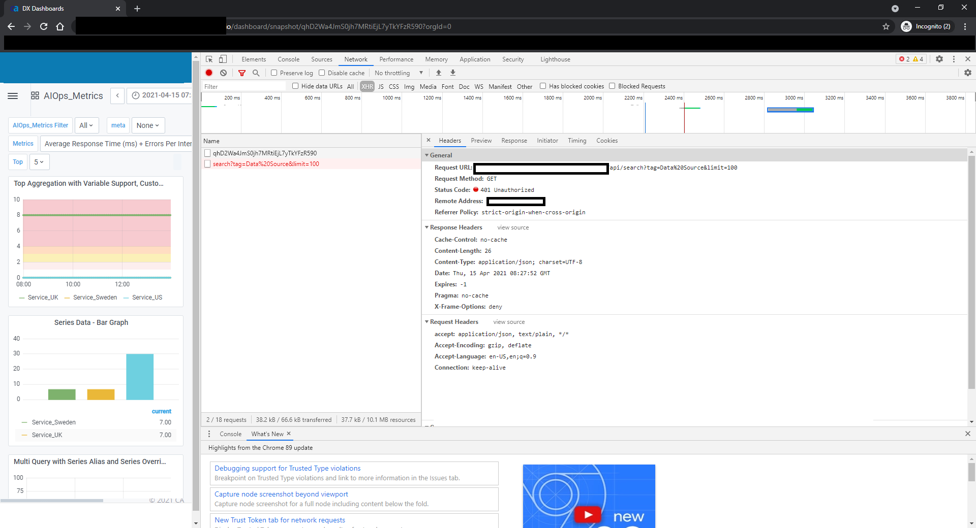 Snapshot Snapshot link causes an unauthorized error when we use