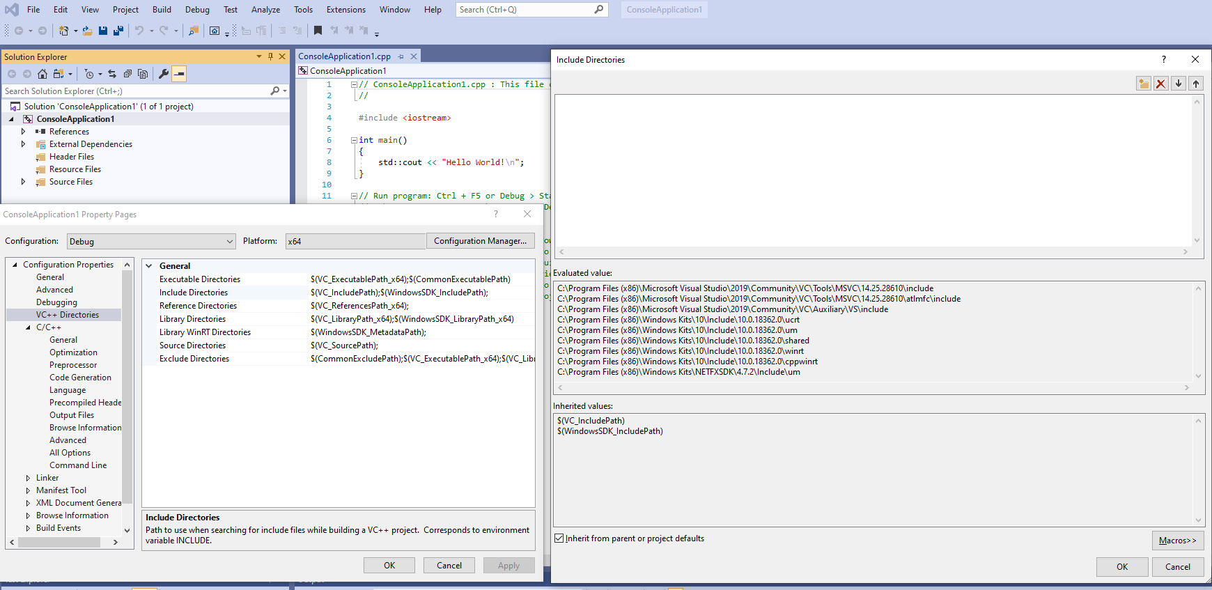Windows C++ projects that include system headers located in 