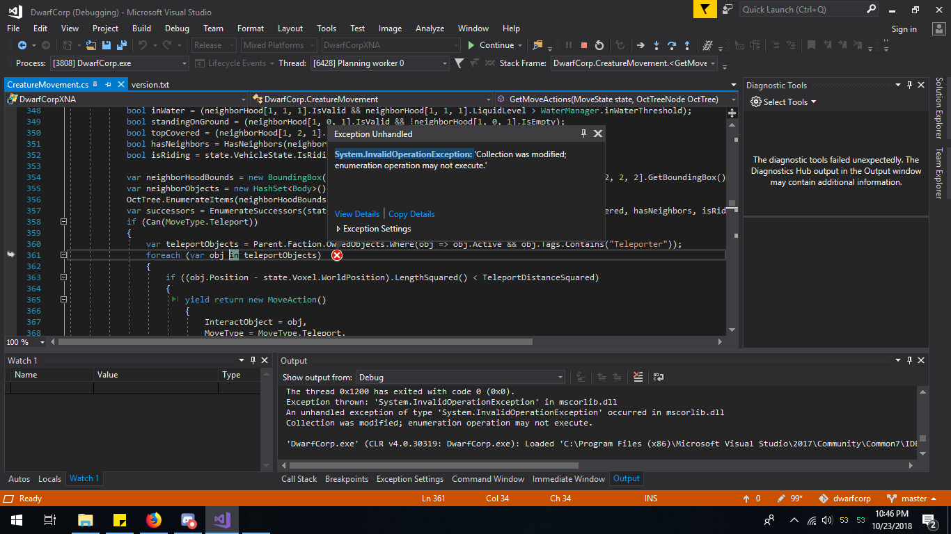 Crash: InvalidOperationException in CreatureMovement / Teleport · Issue ...