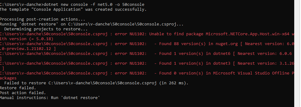 Error "Unable to find package about 5.0.18" when creating 5.0 project ...