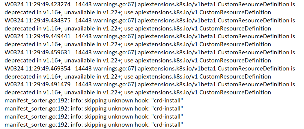 Getting this 'skipping unknown hook: "crd-install"', while installing ...