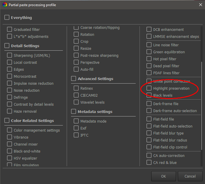 What does this do? Highlight preservation in RAW settings.-开源 