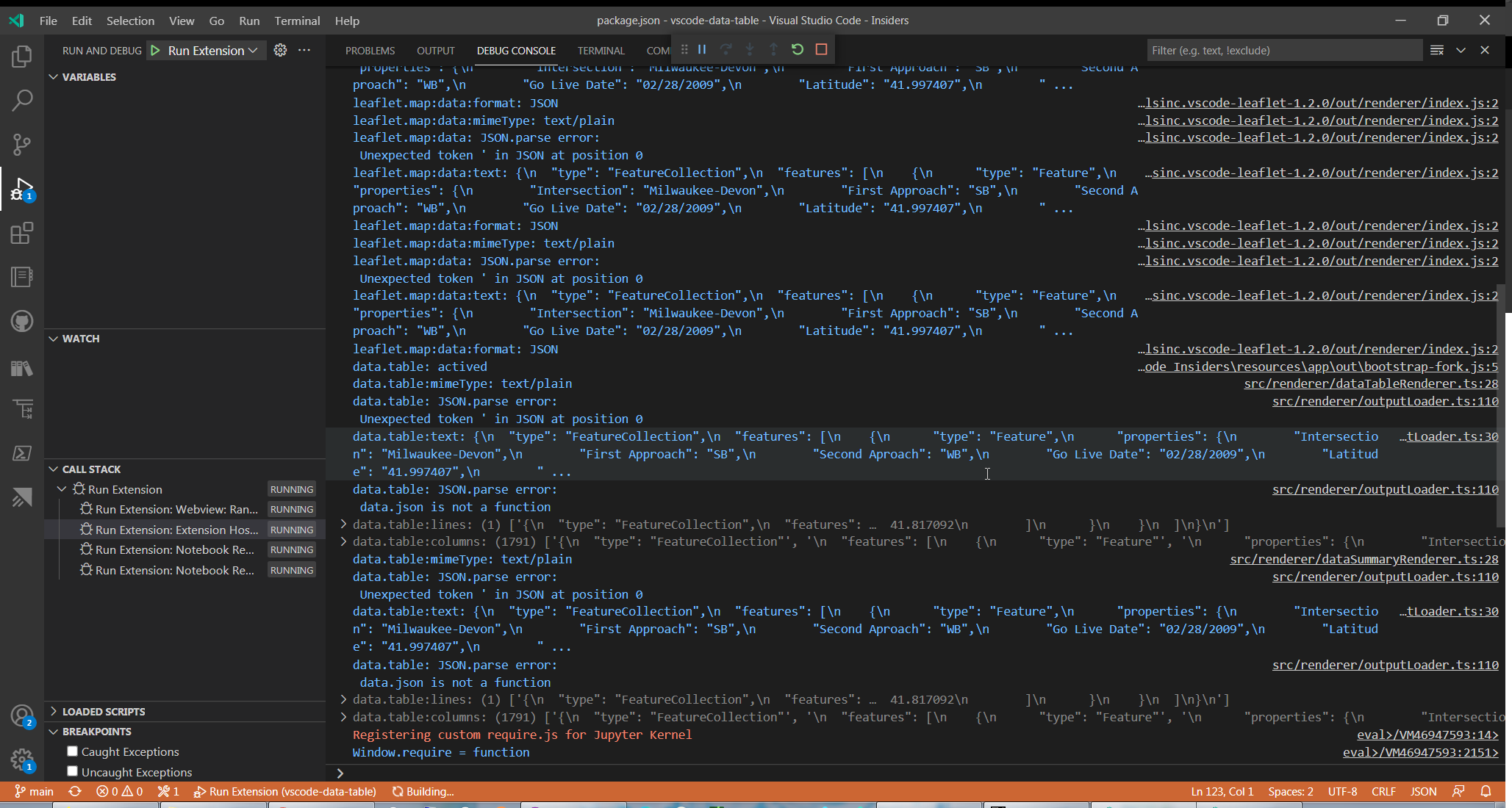 Clean up json data checks, parsing, and debug log · Issue #94 ...