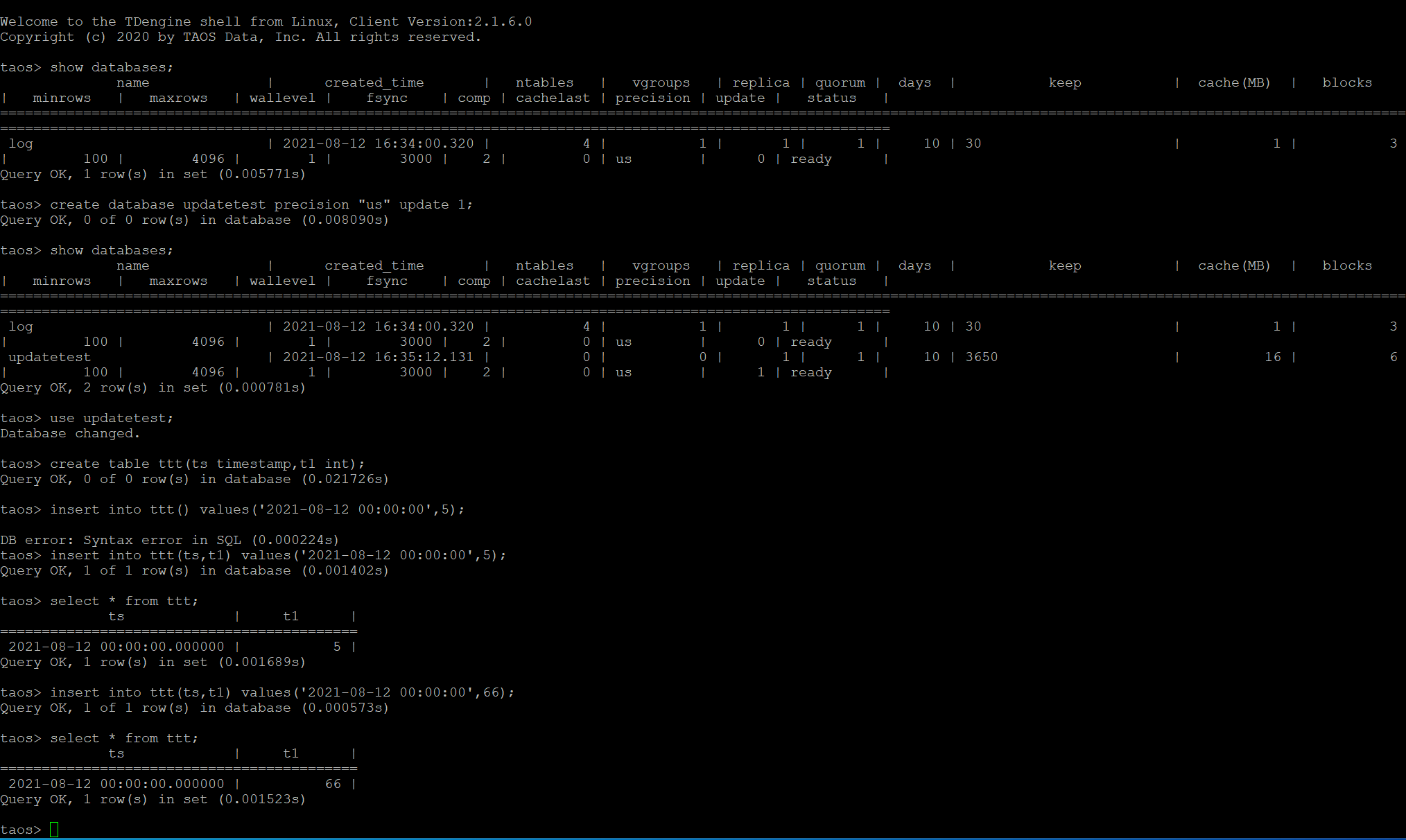 data not updated when timestamp dumplicated · Issue #7306 · taosdata ...