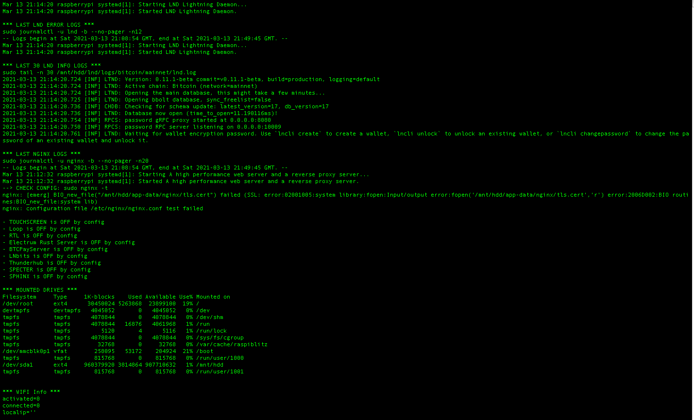 "The bitcoind service is NOT Running!" [Blitzversion 1.6.3] · Issue