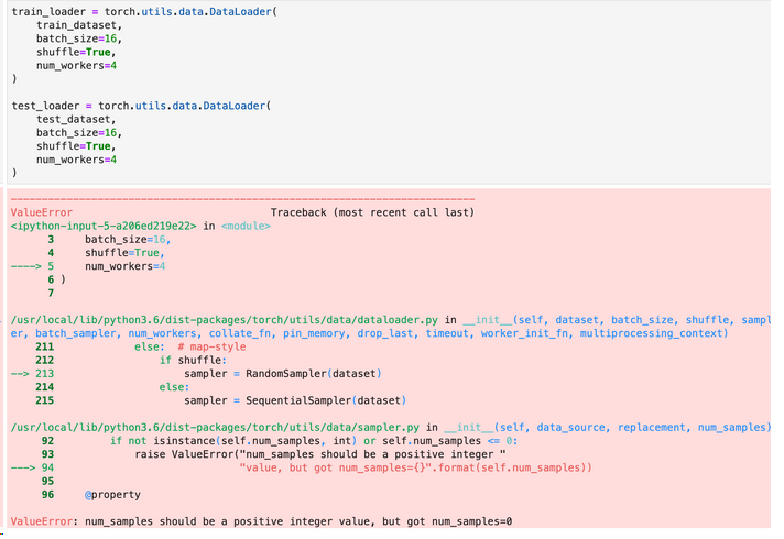 JetBot Train Model Error: Num_Samples should be a positive integer ...