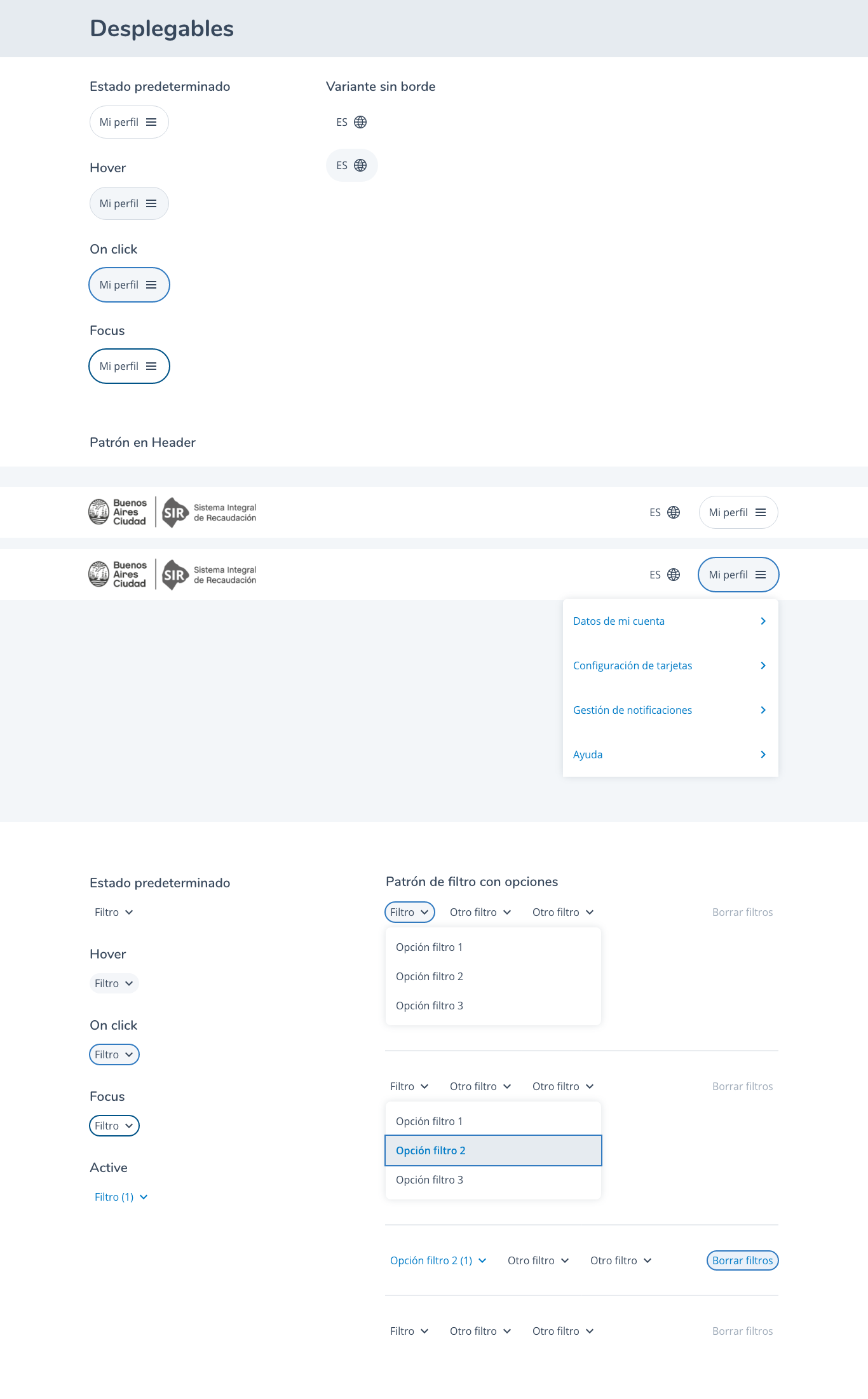 desplegables (selector de perfil ) · Issue #123 · gcba/estandares · GitHub