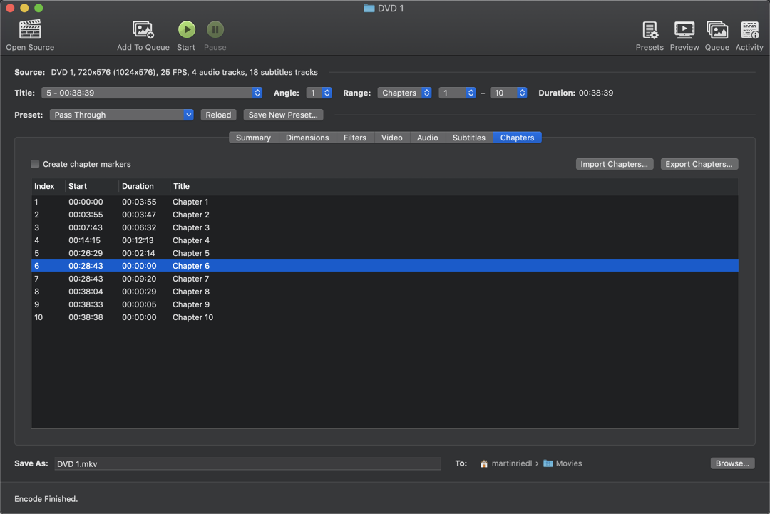 Encoding stops after chapter with duration of 0 · Issue 2073