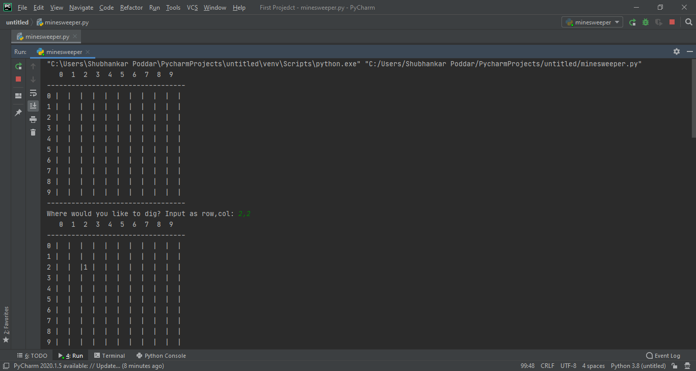 First Projedct – minesweeper py PyCharm 13-06-2021 20_26_34