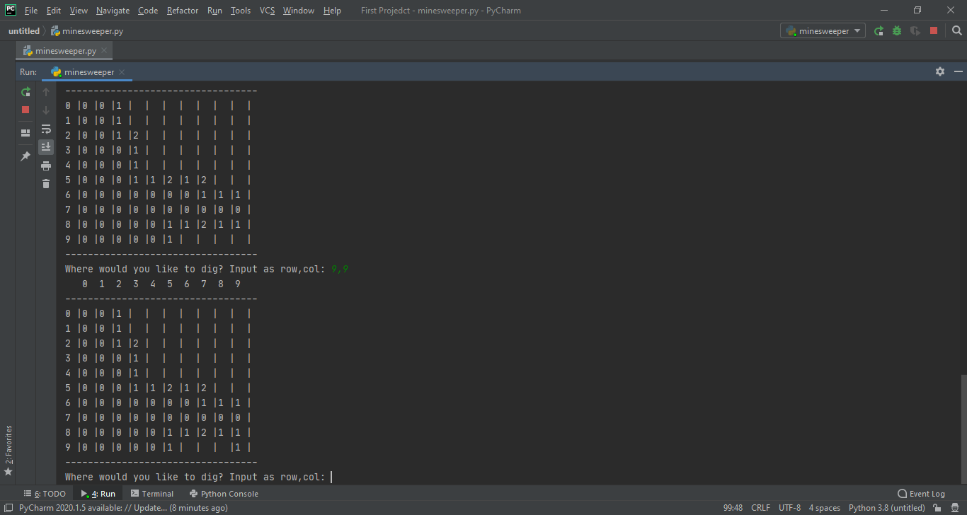 First Projedct – minesweeper py PyCharm 13-06-2021 20_26_45