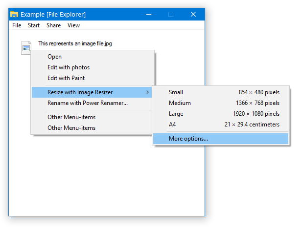 Image Resizer context menu
